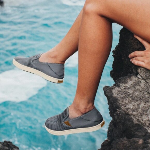 Olukai Pehuea Slip-On Shoes  $100 in Pavement Gray - Picture 1 of 16